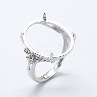 Anti-Tarnish Rhodium Plated 925 Sterling Silver Finger Ring Components STER-G027-06P-1
