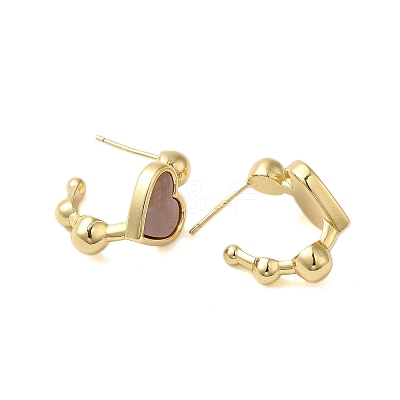 Shell Heart Stud Earrings EJEW-K287-01G-12-1