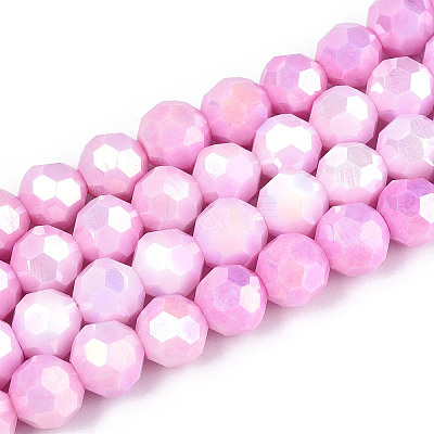 Anti-Tarnish Electroplate Glass Beads Strands EGLA-T021-8mm-15-02-1