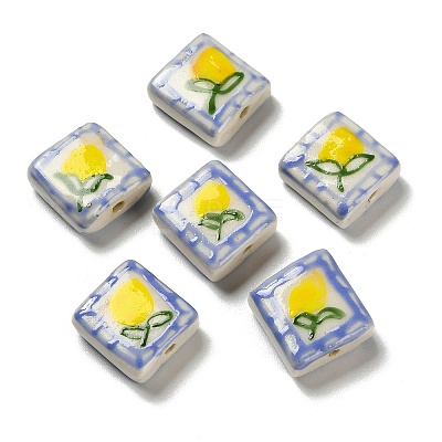 Printed Handmade Porcelain Beads LAMP-D303-06F-01-1