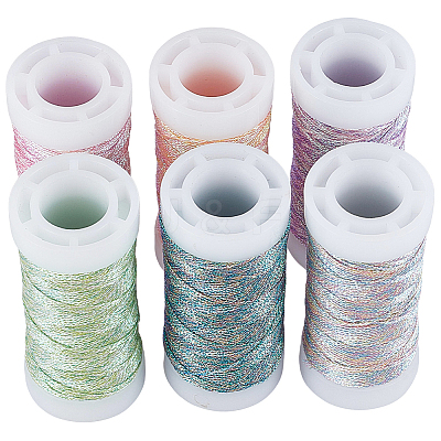 6 Rolls 6 Colors 6-Ply Metallic Polyester Embroidery Floss EMBR-CY0001-03-1