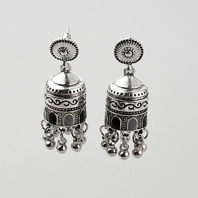 Alloy Bell Dangle Stud Earrings with Enamel EJEW-WH0018-45-1