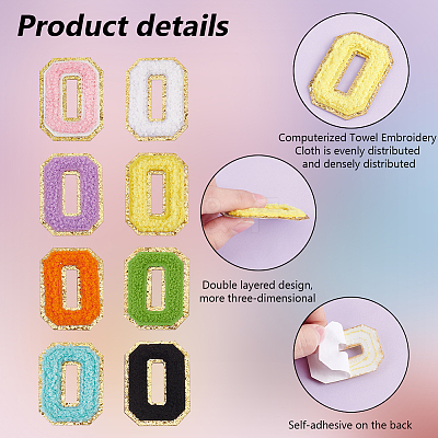 16Pcs 8 Colors Computerized Towel Embroidery Cloth Self Adhesive Patches PATC-PH0001-07A-1
