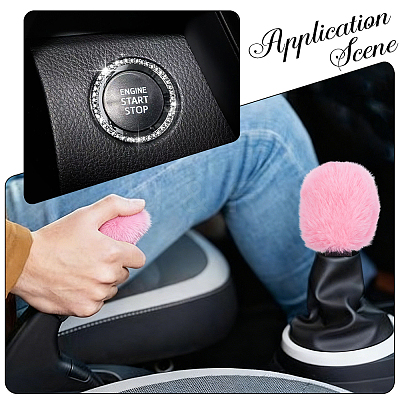 Plush Car Gear & Handbrake Cover Sets AJEW-CL0003-59A-1