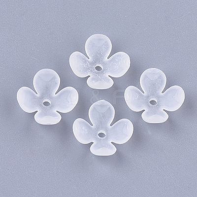 4-Petal Transparent Acrylic Bead Caps X-FACR-T001-09-1