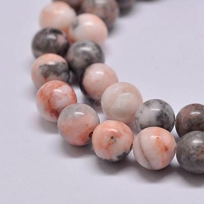Natural Pink Zebra Jasper Beads Strands G-P231-01-10mm-1