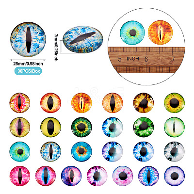 Eye Printed Glass Cabochons GGLA-BT0001-01-1