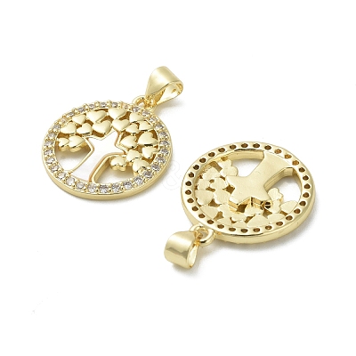 Brass Micro Pave Cubic Zirconia Pendants KK-D384-06G-03-1