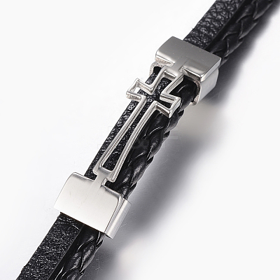 Leather Braided Cord Bracelets X-BJEW-E324-A05-1