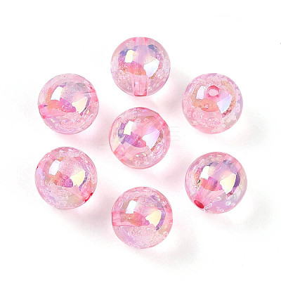 UV Plating Transparent Rainbow Iridescent Acrylic Beads TACR-D010-07E-1