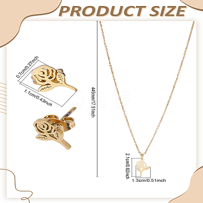 304 Stainless Steel Pendant Necklaces & Stud Earrings Sets SJEW-LP0001-21-1