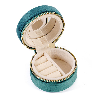 Portable Travel Round Velvet Jewelry Set Storage Zipper Boxes CON-TAC0001-11A-1
