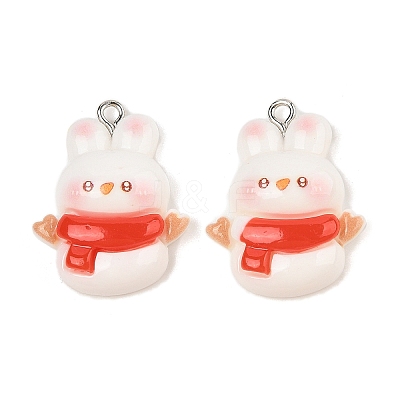 Christmas Theme Rabbit Opaque Resin Pendants RESI-S08-04A-1