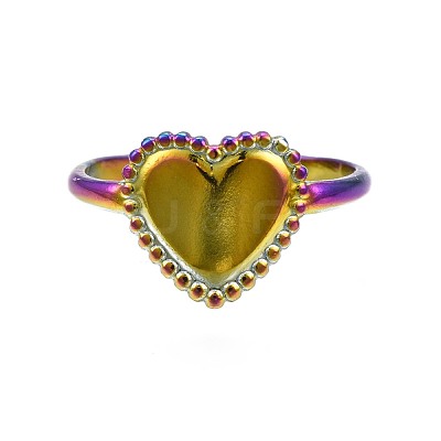 304 Stainless Steel Heart Cuff Ring RJEW-N038-108-1