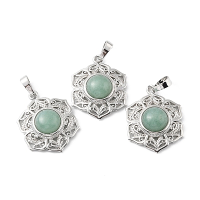 Natural Green Aventurine Pendants G-P498-02P-03-1
