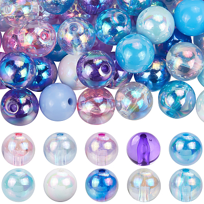 60Pcs 10 Colors Transparent & Opaque Acrylic Beads MACR-SC0001-76A-1