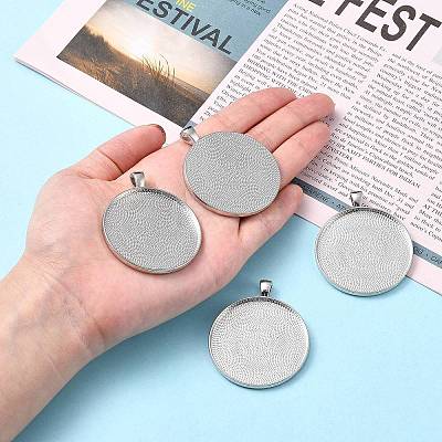 Tibetan Style Flat Round Alloy Big Pendant Cabochon Settings LS-X-TIBEP-Q049-09AS-RS-1