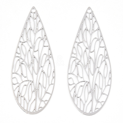 Rack Plating Brass Filigree Pendants X-KKC-T001-68P-1