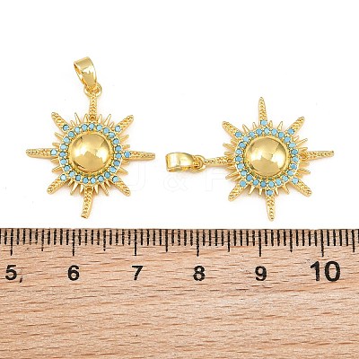 Brass Micro Pave Sky Blue Cubic Zirconia Pendants CU-CBAA571-09G-1