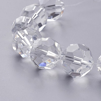 Half-Handmade Transparent Glass Beads Strands CF16mm-01-1