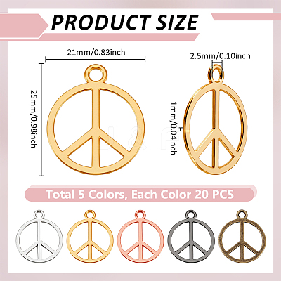 100Pcs 5 Colors Zinc Alloy Pendants FIND-GA0008-23-1