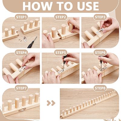 Adjustable Wooden Knitting Loom Frame TOOL-WH0166-044-1