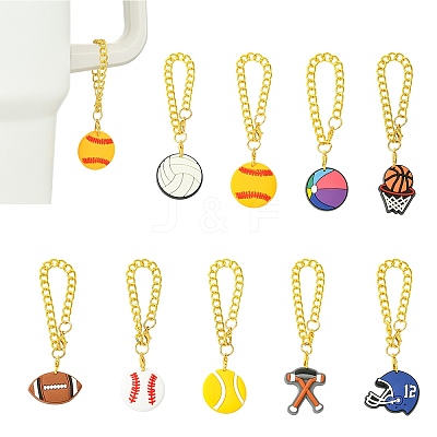 9Pcs 9 Styles Ball Game PVC Plastic Cup Charms HJEW-CJ0001-18-1