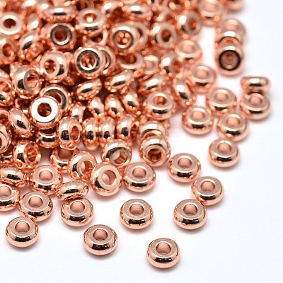 Brass Flat Round Spacer Beads KK-M085-14RG-NR-1