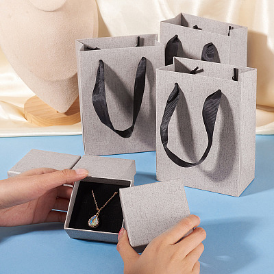 3Pcs Square Paper Jewelry Display Cases CON-TA0001-39E-02-1