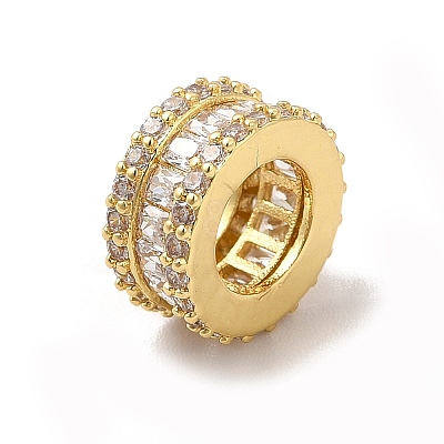Rack Plating Brass Cubic Zirconia European Beads KK-G458-15G-1