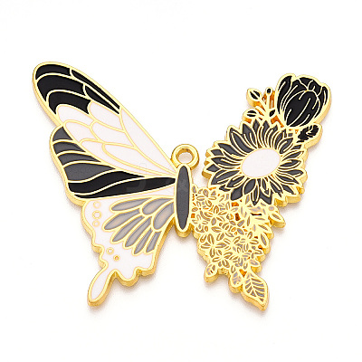 Rack Plating Alloy Enamel Big Pendants ENAM-N056-398-G-1