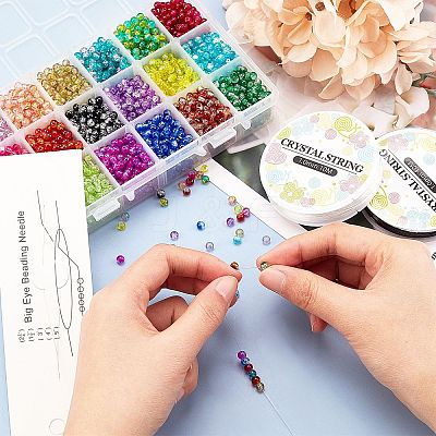 DIY Baking Paint Crackle Glass Beads Stretch Bracelet Making Kits DIY-PH0004-54C-1