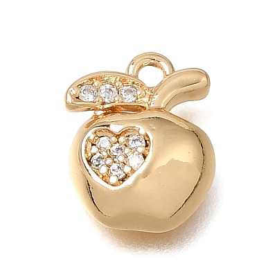 Brass Micro Pave Clear Cubic Zirconia Charms KK-N290-22G-1