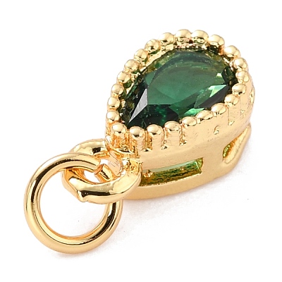 Real 18K Gold Plated Brass Inlaid Cubic Zirconia Charms ZIRC-L100-077G-1