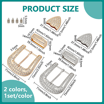 2Sets 2 Colors Alloy Buckle with Rhinestonr Sets AJEW-BC0007-48-1