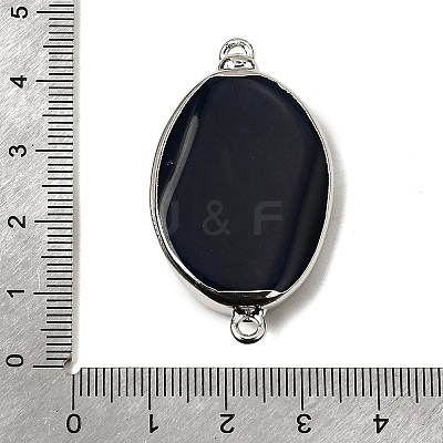 Natural Agate(Dyed & Heated) Oval Links Connector Charms G-P614-06P-01-1