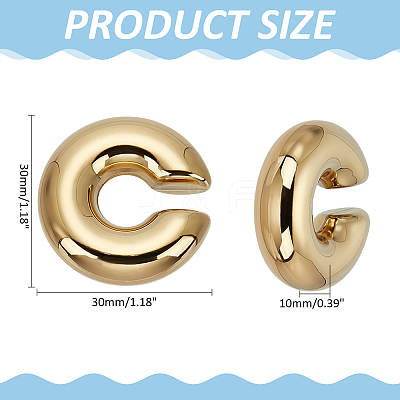 C-Shaped 304 Stainless Steel Cuff Earrings EJEW-WH0519-26G-1