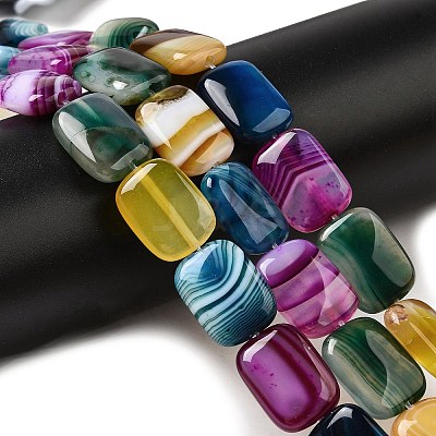 Natural Striped Agate/Banded Agate Beads Strands G-B137-B01-01A-1