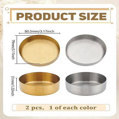 2Pcs 2 Colors Round 410 Stainless Steel Jewelry Holder Tray ODIS-LP0001-16-1