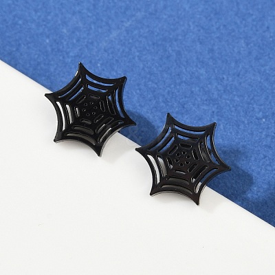 304 Stainless Steel Spider Web Stud Earrings EJEW-G294-01EB-1