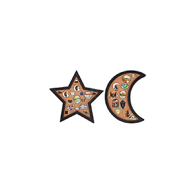 Moon Star Wall Mounted Brooch Jewelry Display Cork Tray AJEW-WH0060-20-1
