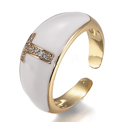 Brass Micro Pave Clear Cubic Zirconia Cuff Rings RJEW-H538-03G-T-1