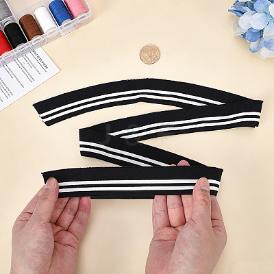 Polyester Ribbed Elastic Fabric Band DIY-WH0671-532A-1