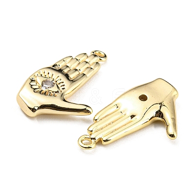 Brass Micro Pave Clear Cubic Zirconia Pendants ZIRC-L077-042G-1