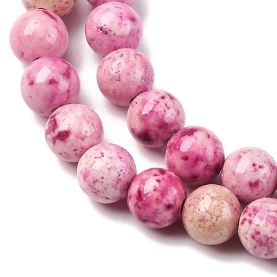 Natural Dyed Marble Beads Strands G-P593-6mm-05-1