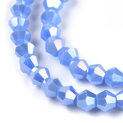 Opaque Solid Color Electroplate Glass Beads Strands EGLA-A039-P2mm-B19-1