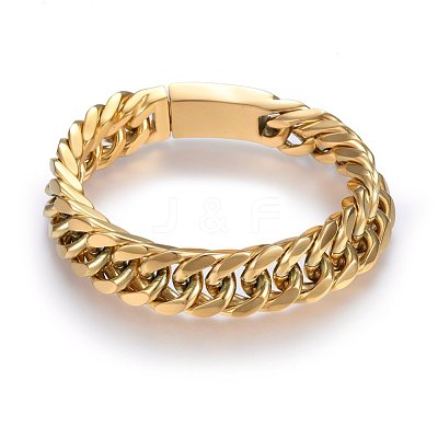 304 Stainless Steel Curb Chain Bracelets BJEW-E346-10G-1