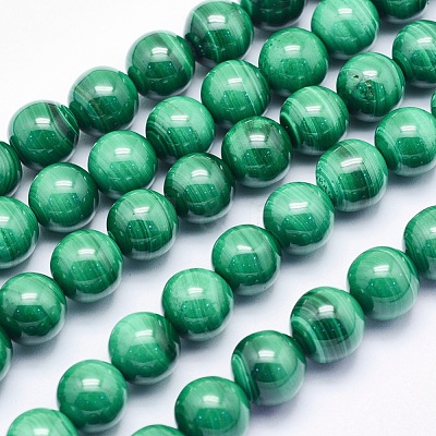 Natural Malachite Beads Strands G-O166-07A-8mm-1