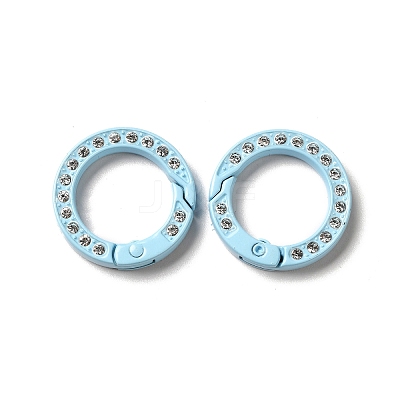 Spray Painted Alloy Crystal Rhinestone Spring Gate Rings ALRI-Q362-01G-1