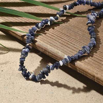 Natural Supper 7 Rutilated Quartz Chip Beaded Necklaces for Men Women NJEW-G159-01F-1